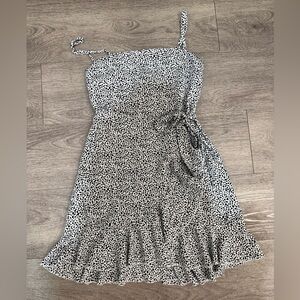 Princess Polly, black and white polkadot wrap dress size 2